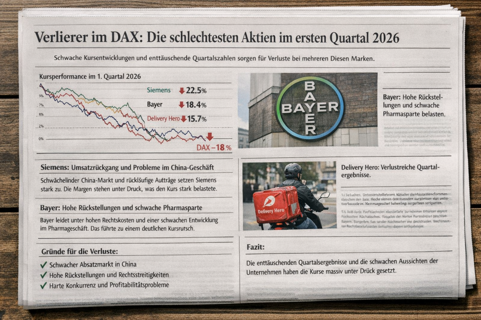 DAX-Flop: Diese Aktien stürzen im ersten Quartal 2026 ab!